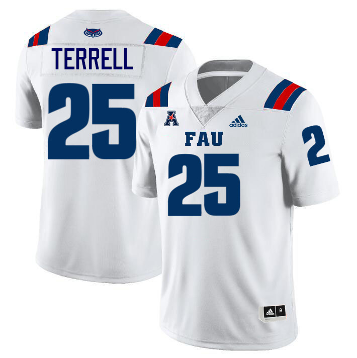 Xavier Terrell FAU Jersey,Florida Atlantic Owls Football Jersey,Uniforms,Gears-White